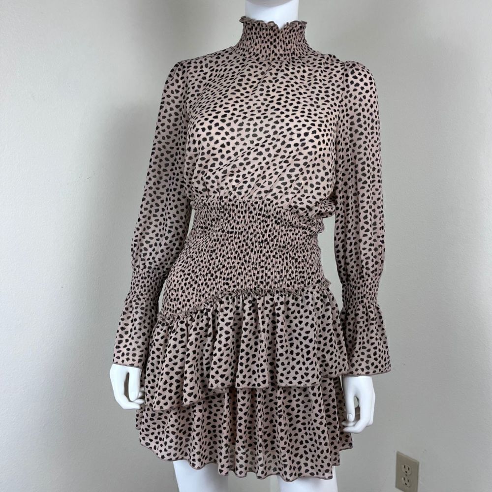 Hello Molly Don't Take It Personal Size S Smock Ruffle Tier Animal Mini Dress - Picture 13 of 17